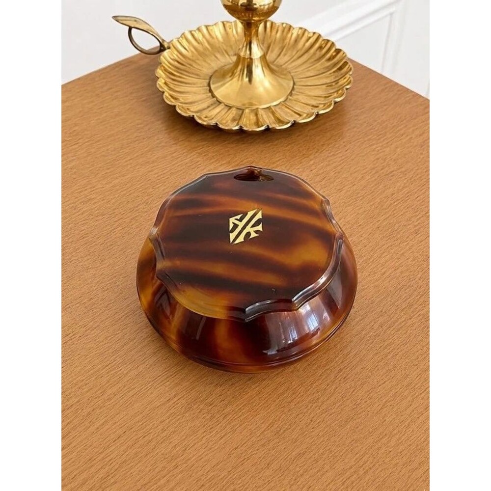1920s La Belle Shell Pyralin Tortoiseshell Trinket Box | Vintage Vanity Decor